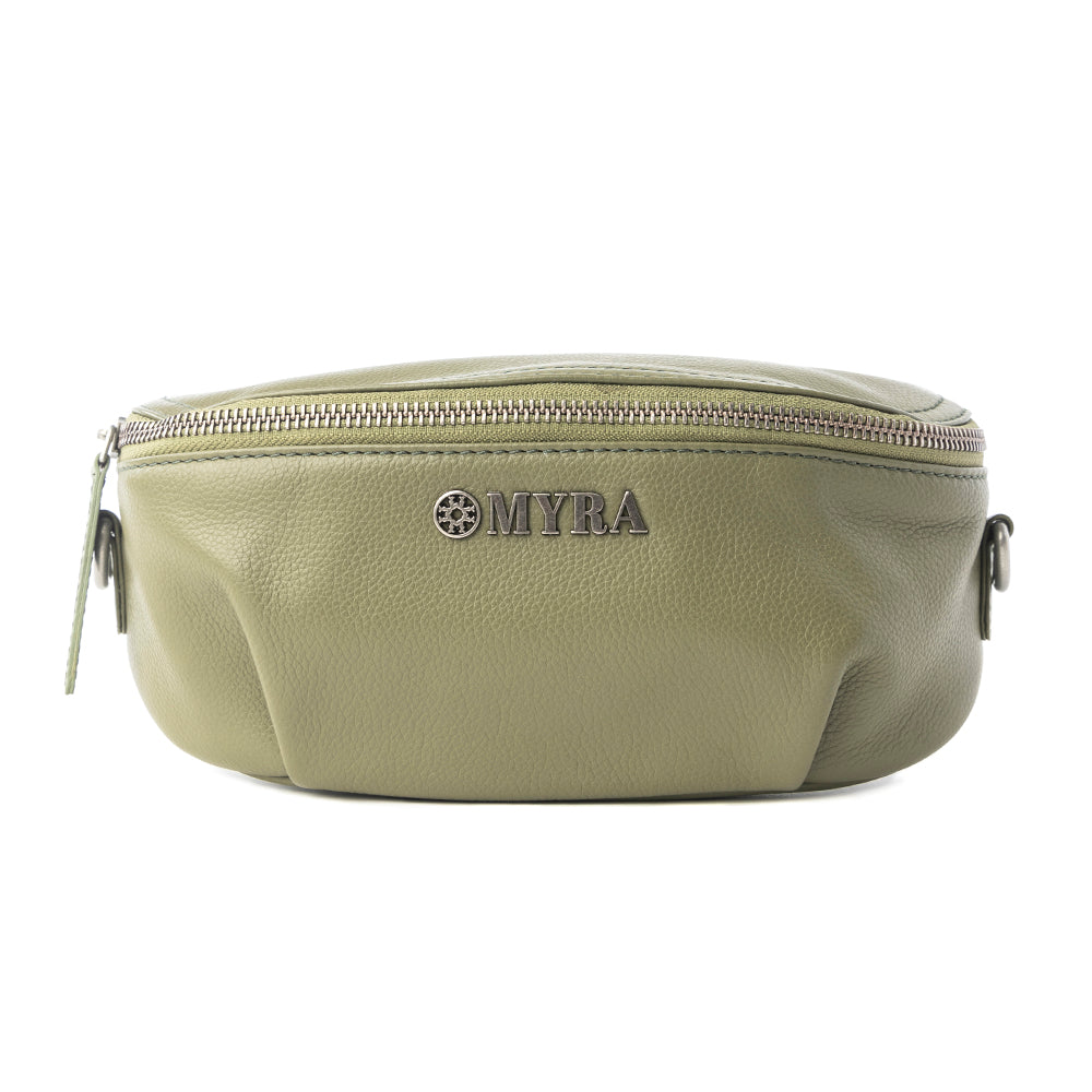 Juniper Sage Leather Fanny Pack in Olive Trail