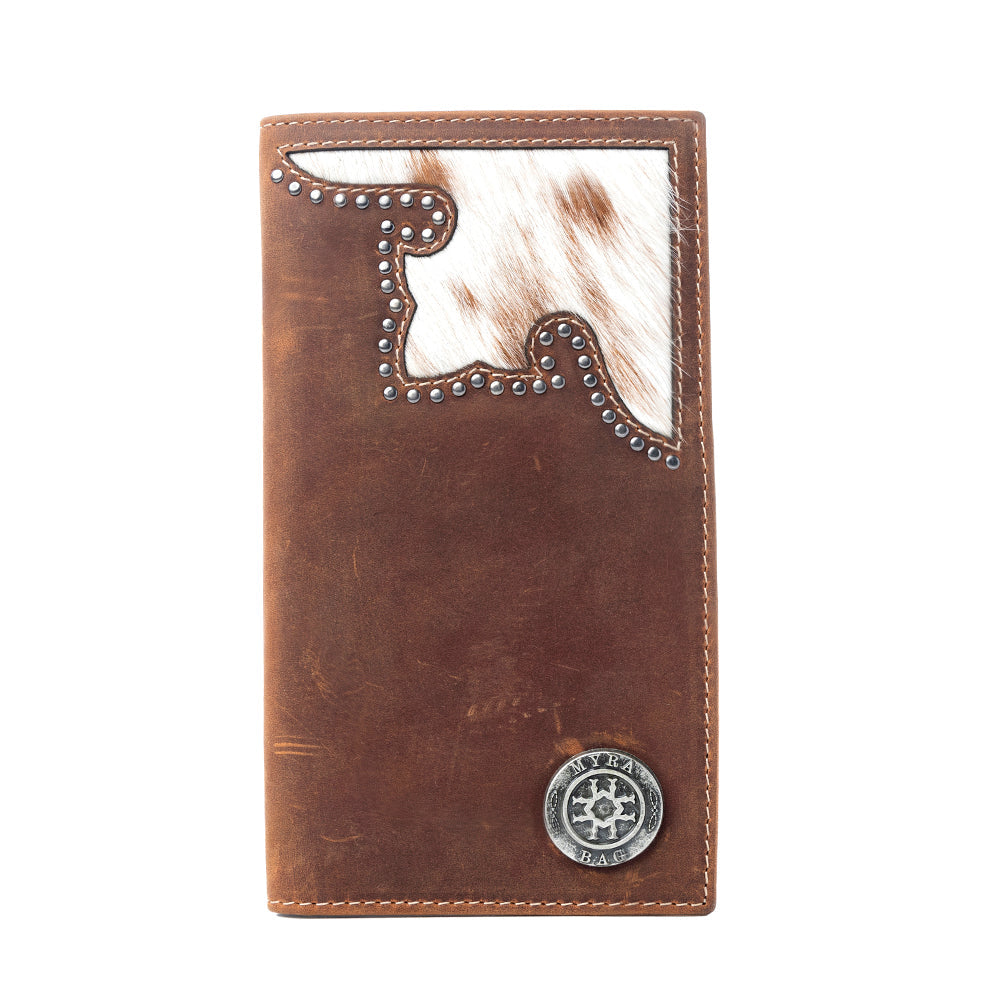 Lariat Crest Hairon Leather Wallet for Men in Rustic Chrome