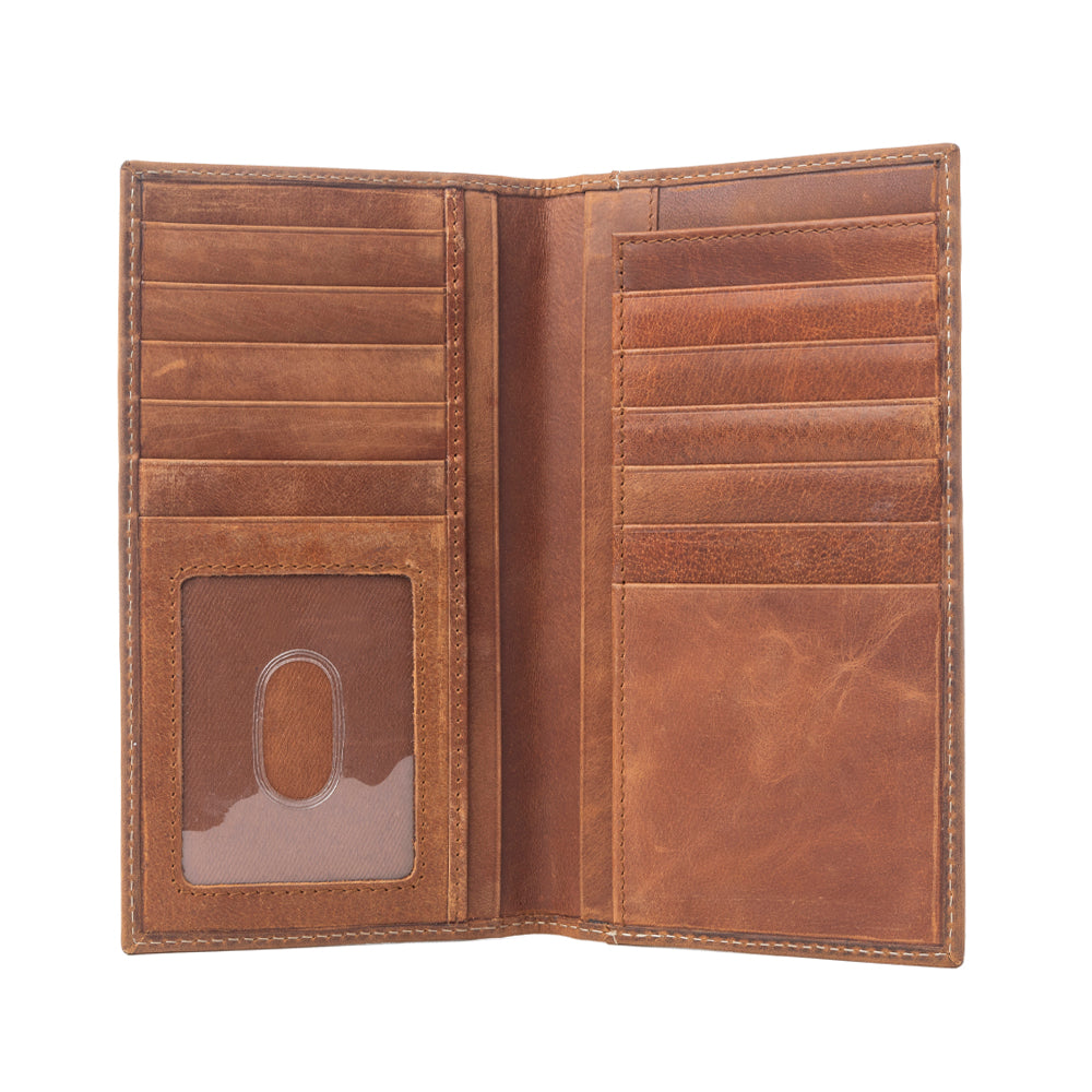 Lariat Crest Hairon Leather Wallet for Men in Rustic Chrome