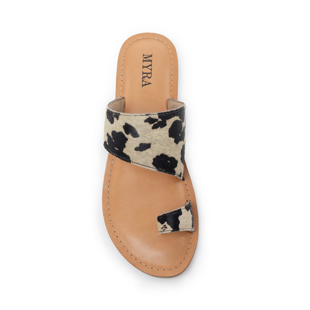 Cattle Trail Hairon Leather Sandals in Ivory Cowhide