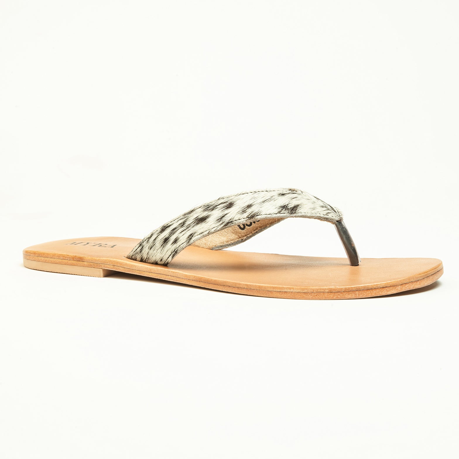 Echo Valley Hairon Leather Sandals in Spotted Ivory