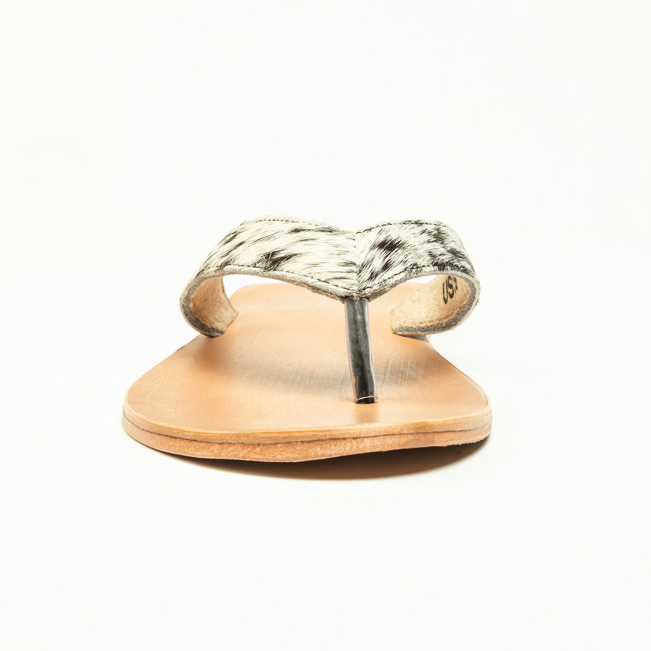 Echo Valley Hairon Leather Sandals in Spotted Ivory