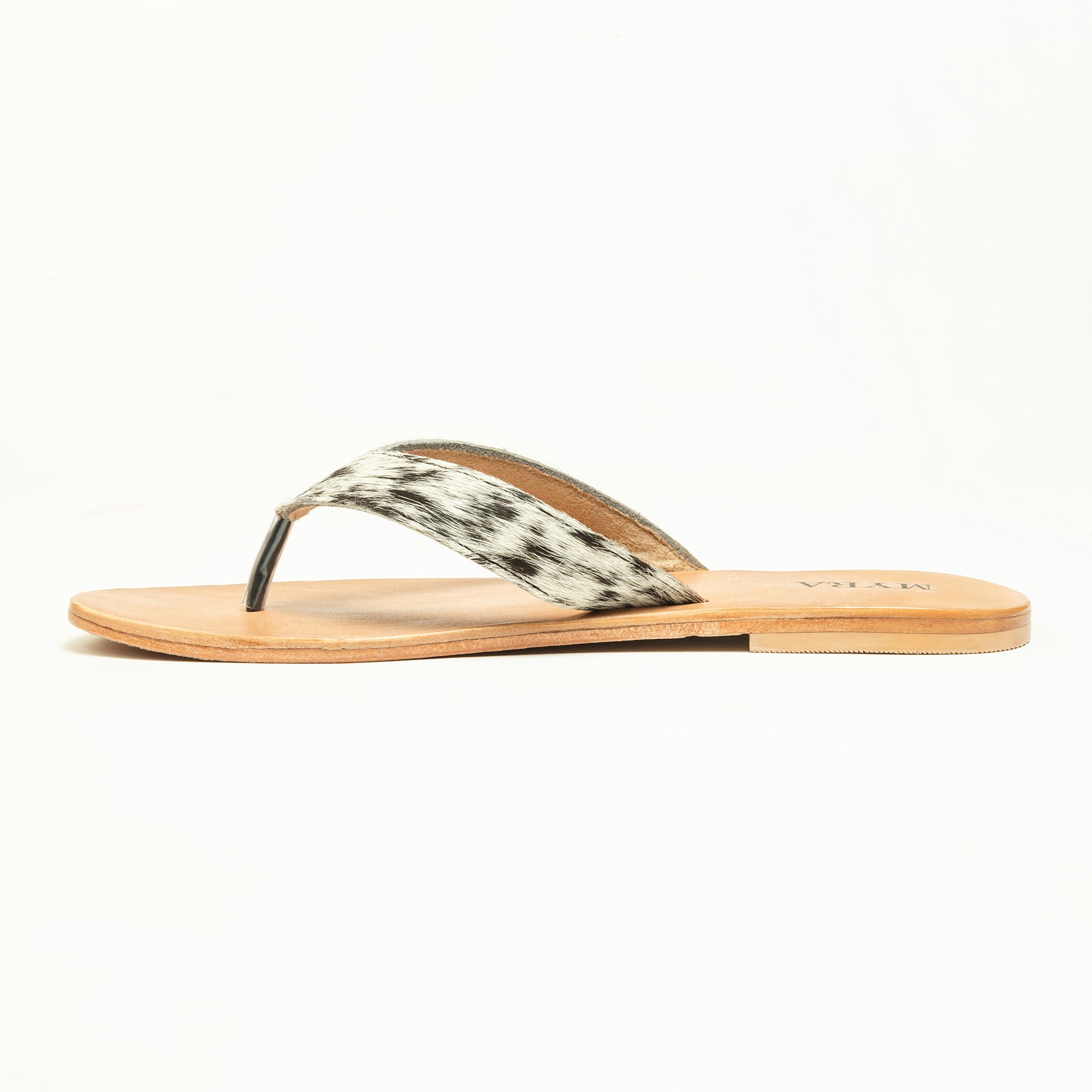 Echo Valley Hairon Leather Sandals in Spotted Ivory