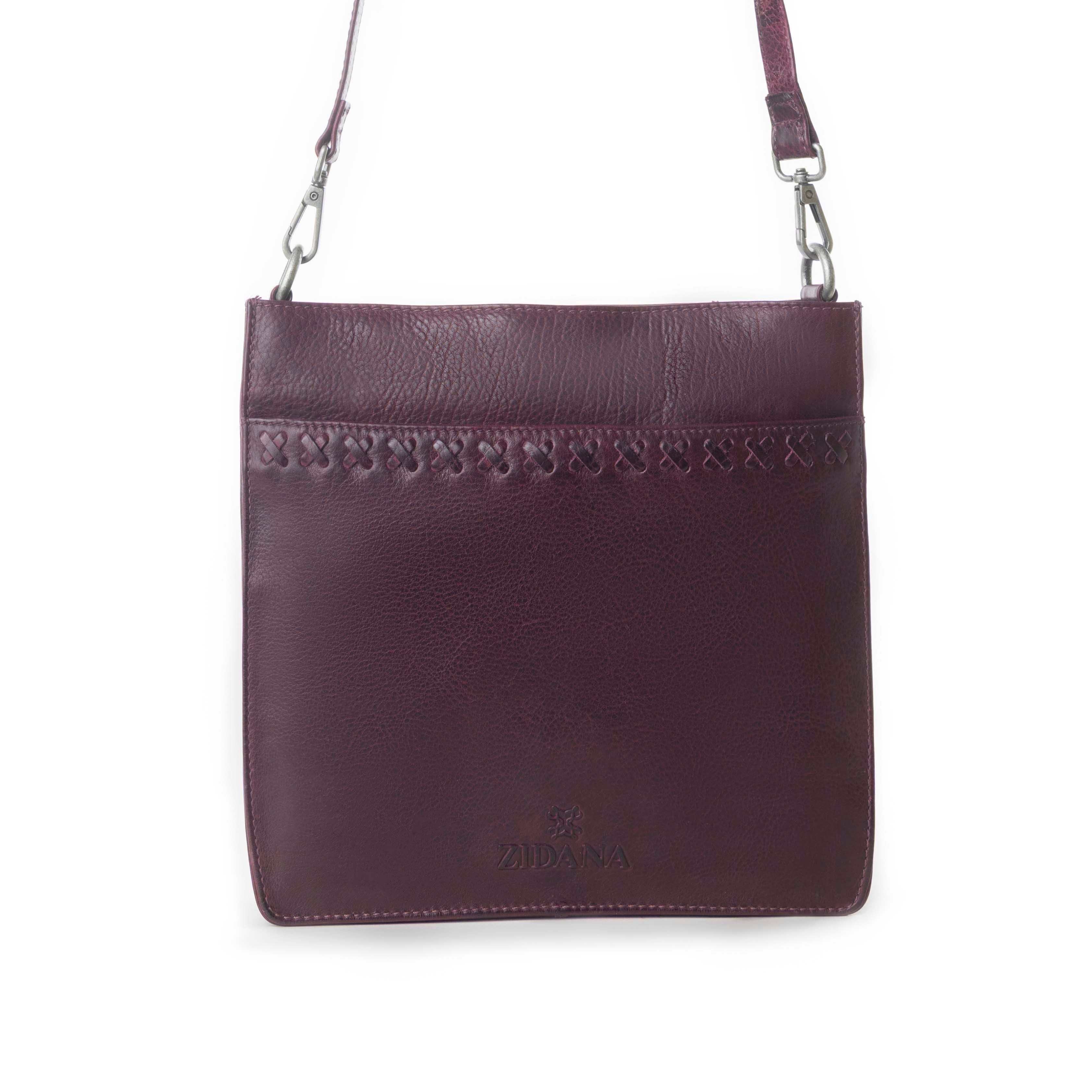 Myra Zidana Mirelle Woven Veg Tanned Leather Sling Bag in Mulberry Shine