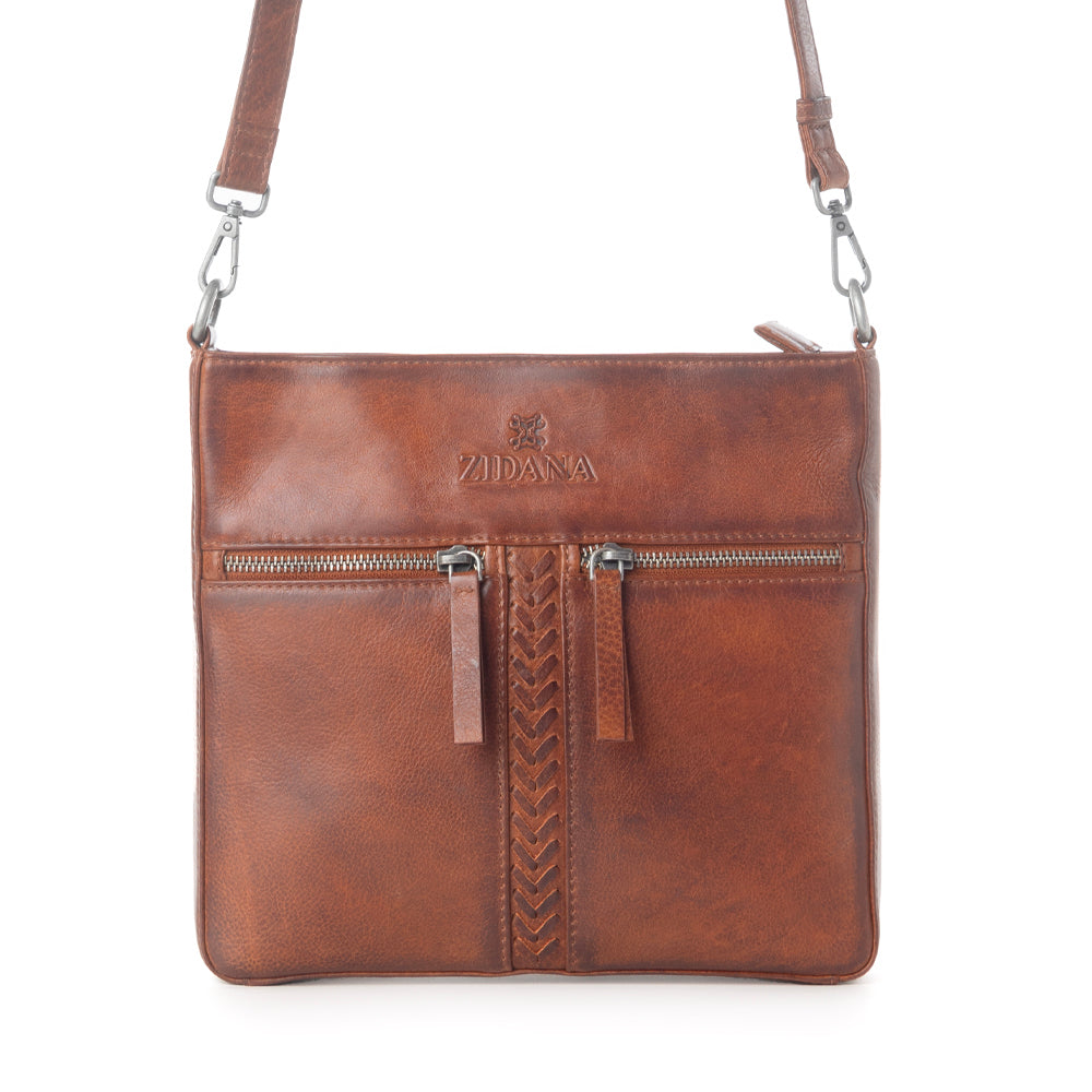 Zidana El Paso Twin Veg Tanned Leather Crossbody Bag Variant Combo