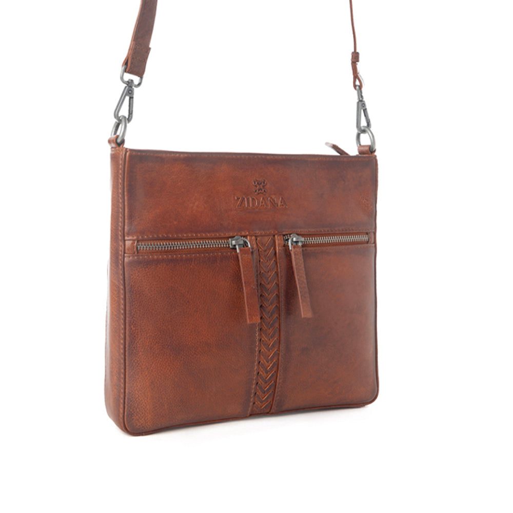 Zidana El Paso Twin Veg Tanned Leather Crossbody Bag Variant Combo