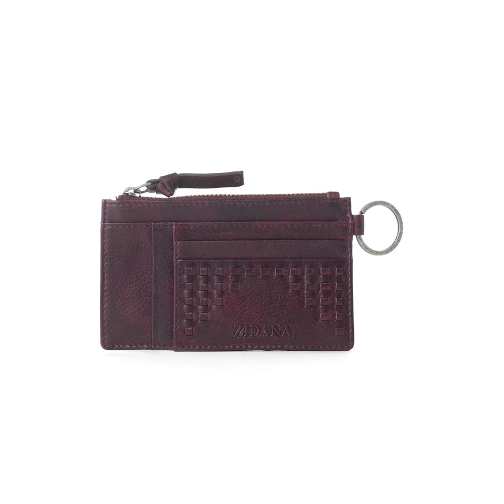 Myra Zidana Vino Braided Veg Tanned Leather Wallet in Noir Rouge