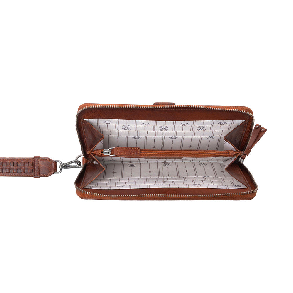 Myra Zidana Elko Braided Veg Tanned Leather Wallet in Auburn Glow