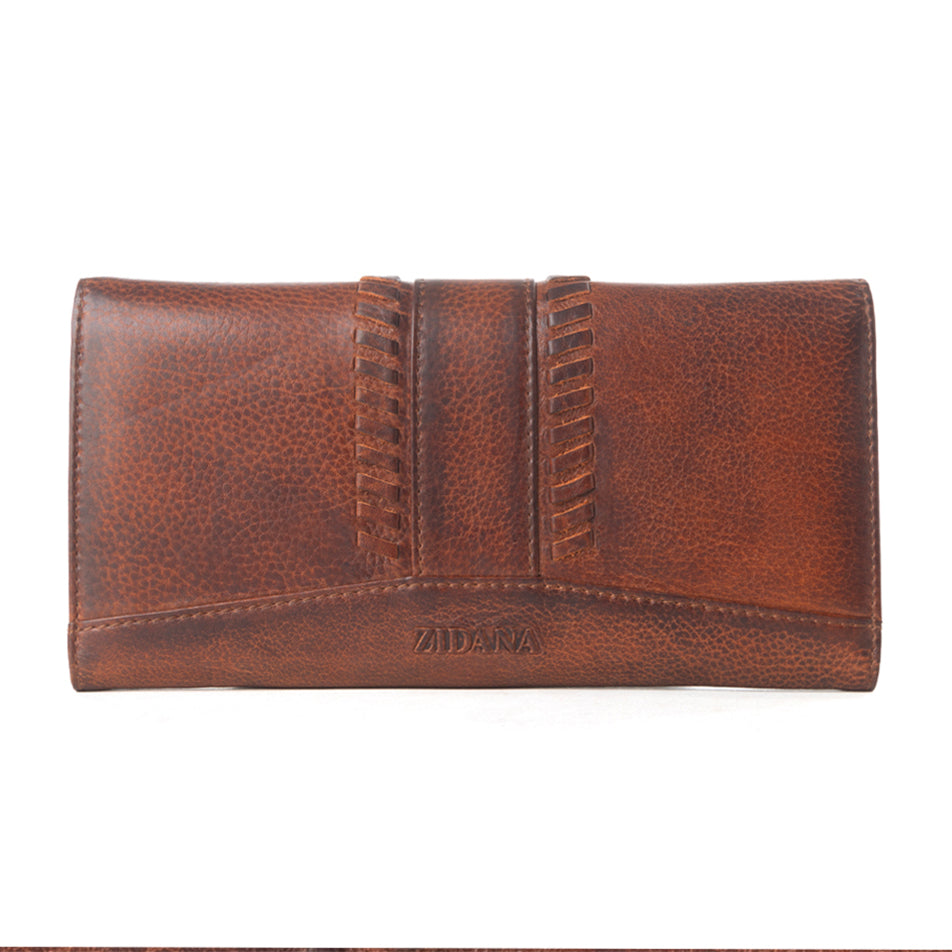 Myra Zidana Santa Fe Woven Veg Tanned Leather Wallet in Dusky Bronze