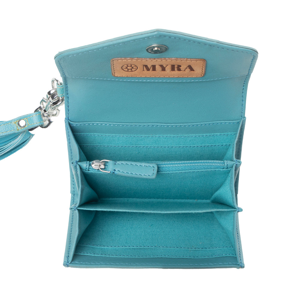 Myra Elise Handtooled Leather Wallet in Lagoon Trail