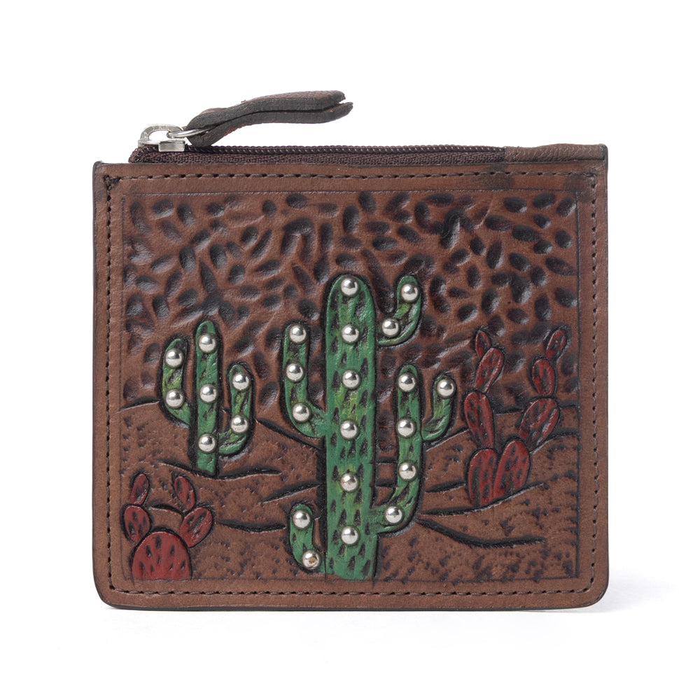Briar Creek Handtooled Leather Credit Card Holder in Sage Tan
