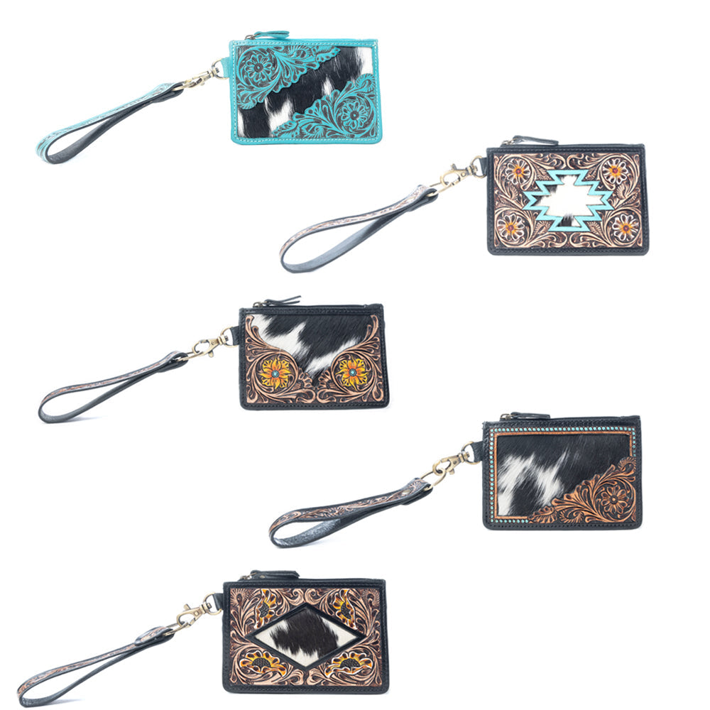 Wildflower Mesa Handtooled Hairon Leather Card Holder Variant Combo