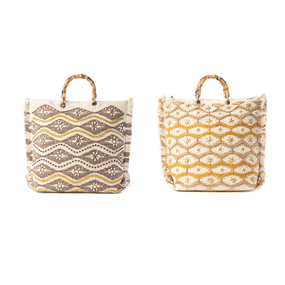 Solana Weave Hand Embroidered Tote Bag Variant Combo