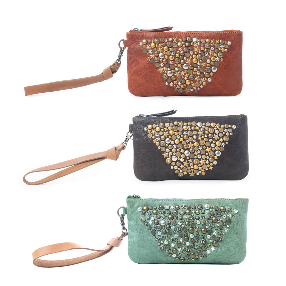Nova Point Studded Wash Leather Pouch Variant Combo