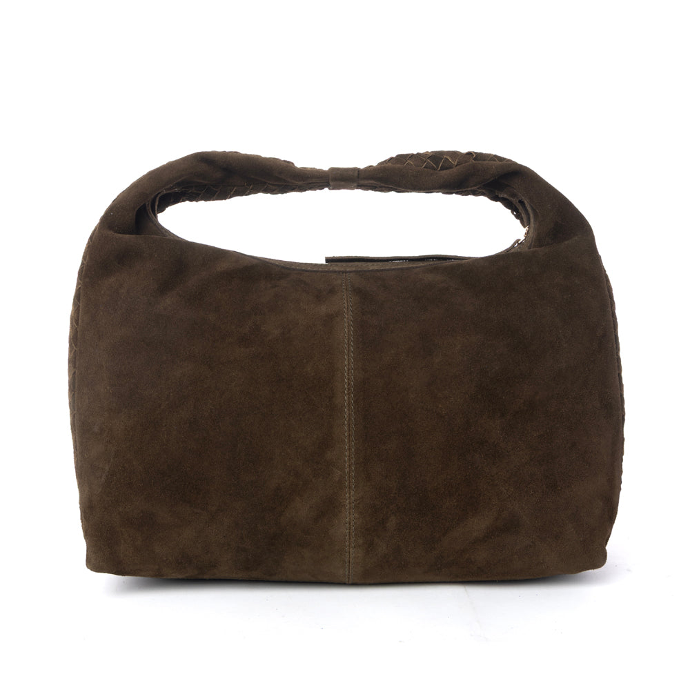 Saddle Weave Genuine Suede Leather Bag in Bridle Bronze