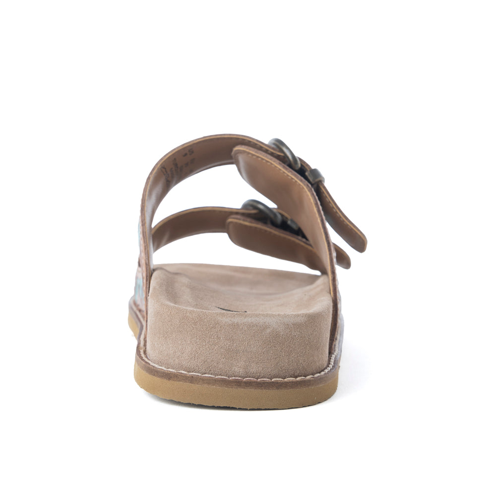 Meadow Sky Handtooled Leather Sandals in Sagewave Blue