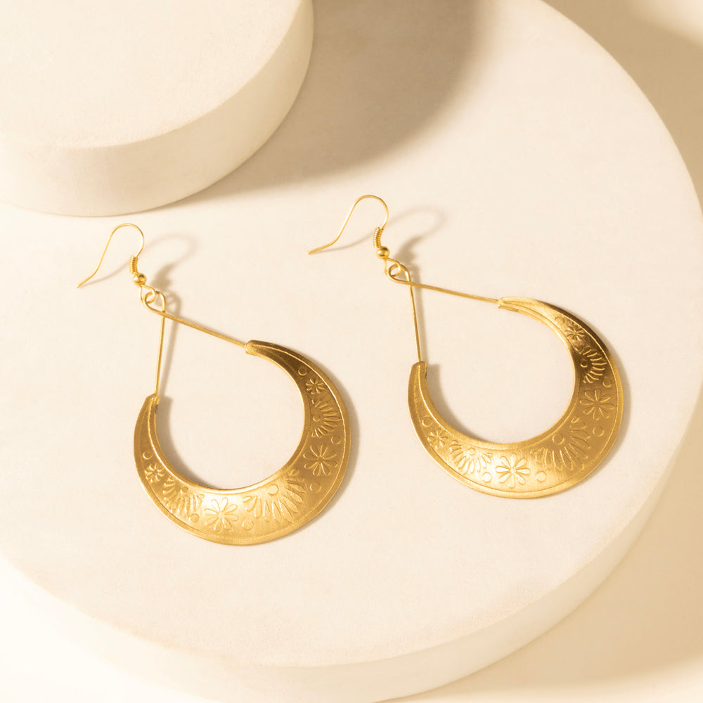 Crescent Earrings in Amber