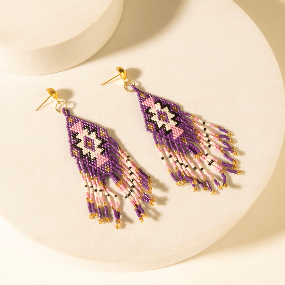 Starfall Fringe Earrings in Wildberry