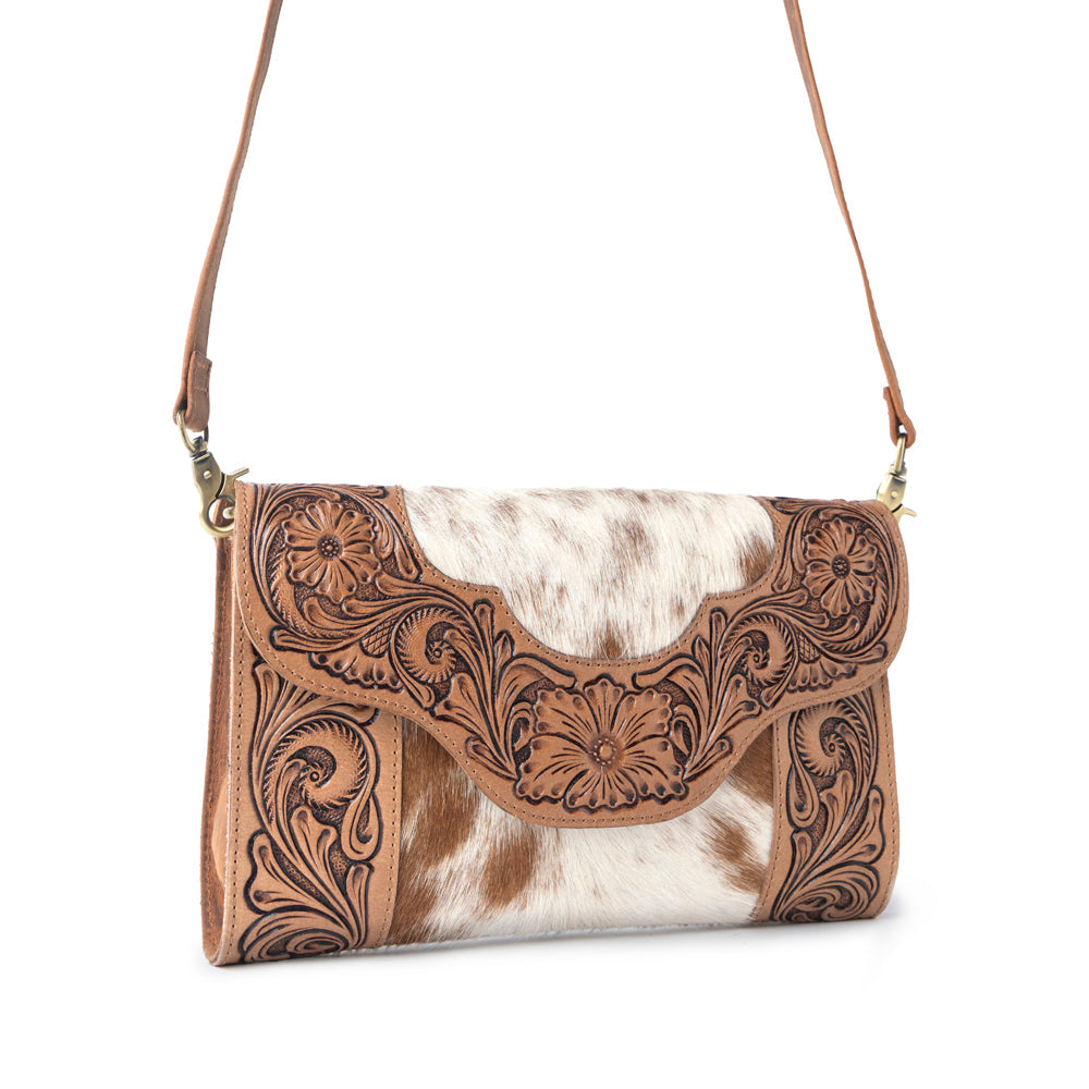 Myra Vinebloom Carve Handtooled Bag in Sienna Frost