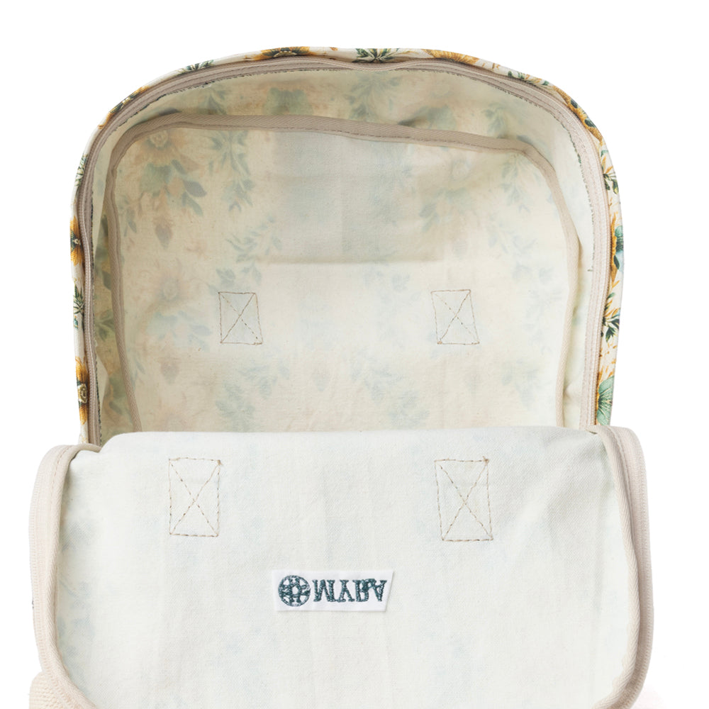 Pine Meadow Cotton & Leather Crossbody Bag in Mustard Cream