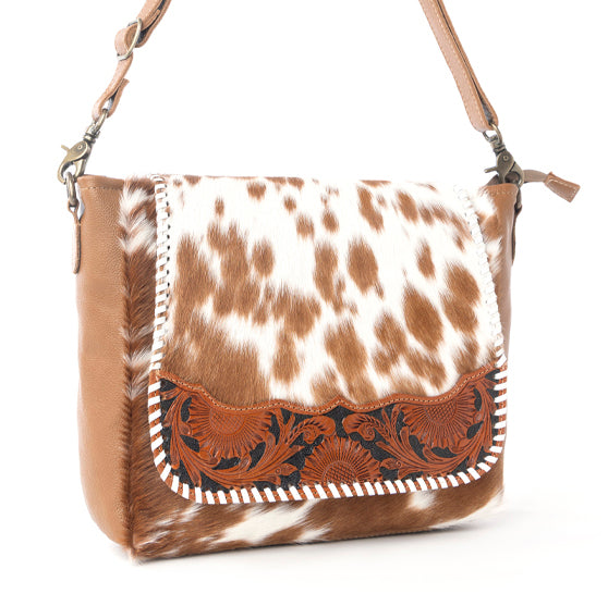 Myra Frontier Drift Hairon Leather Concealed Carry Bag in Canyon Brindle