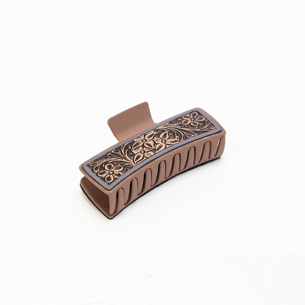 Rangebloom Handtooled Hair Clip in Bronze