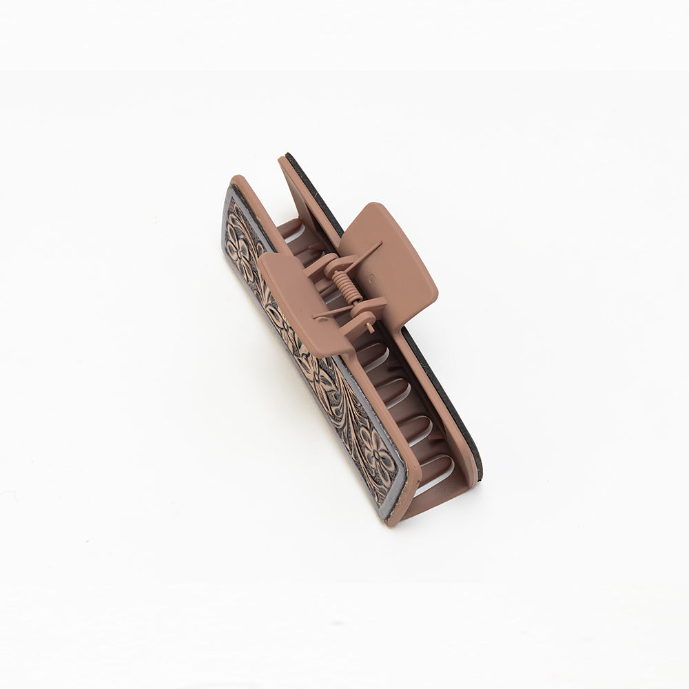Rangebloom Handtooled Hair Clip in Bronze
