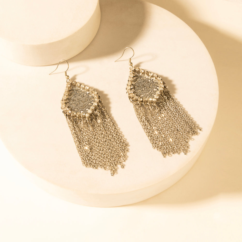 Stormtrail Fringe Earrings in Antique Frost