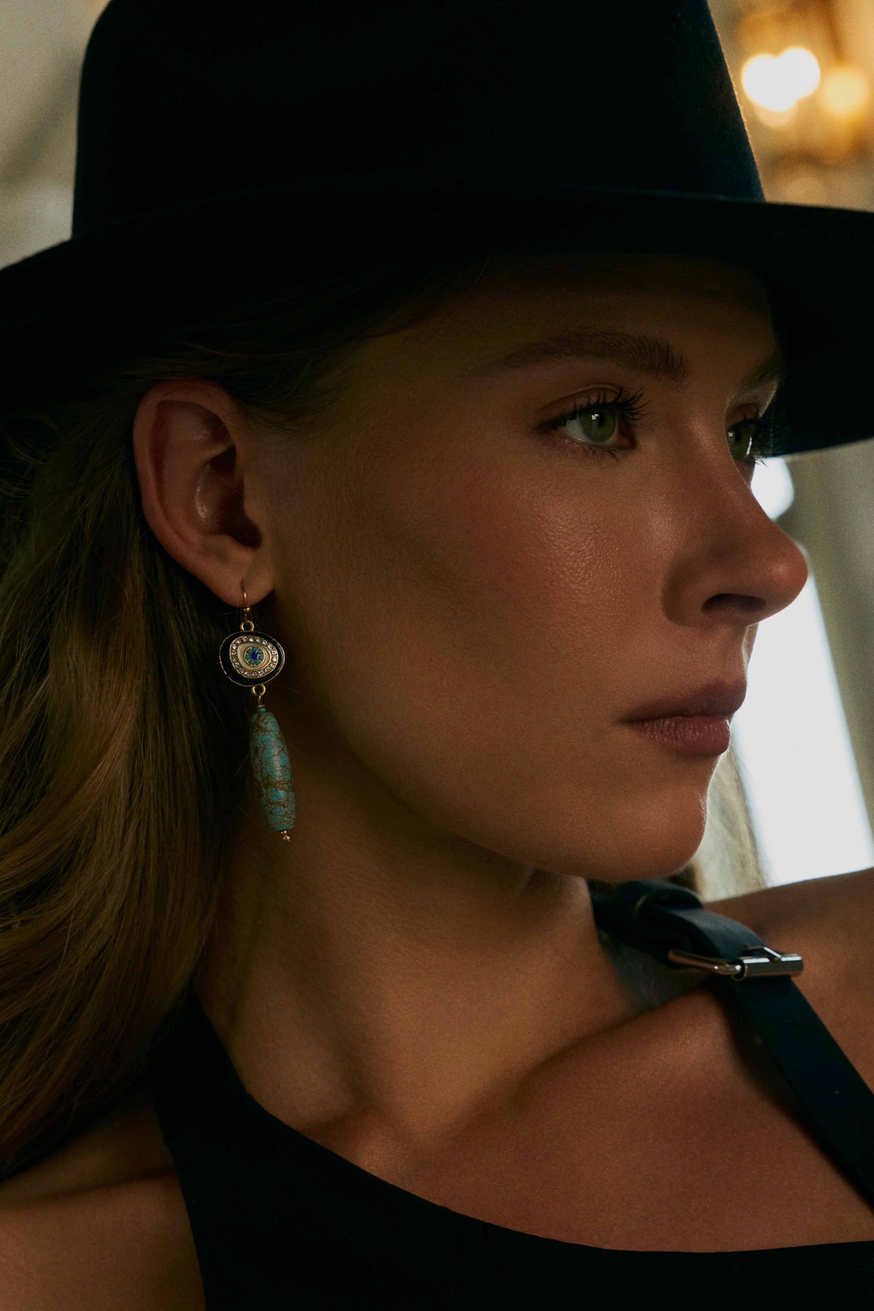 Trail Halo Earrings in Turquoise Stone