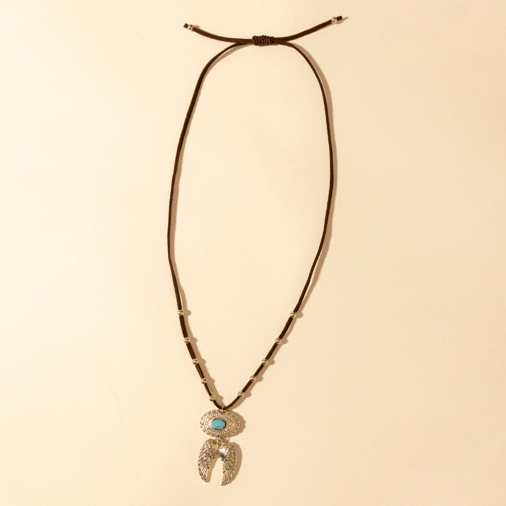 Windspur Feather Necklace in Desert Turquoise