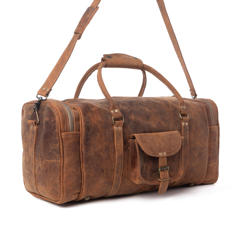 Redmont Leather Traveller Bag in Amber Brown