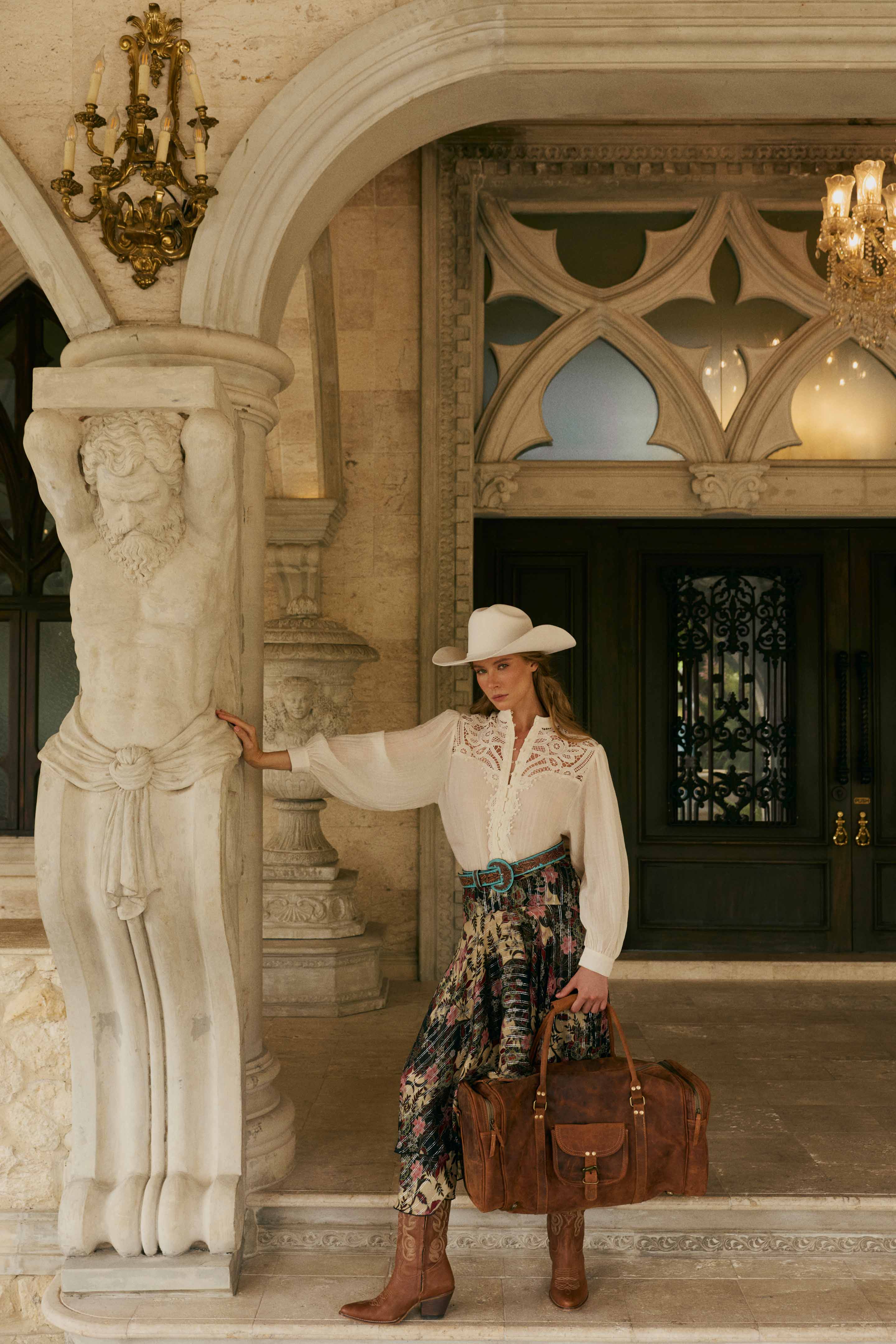 Redmont Leather Traveller Bag in Amber Brown