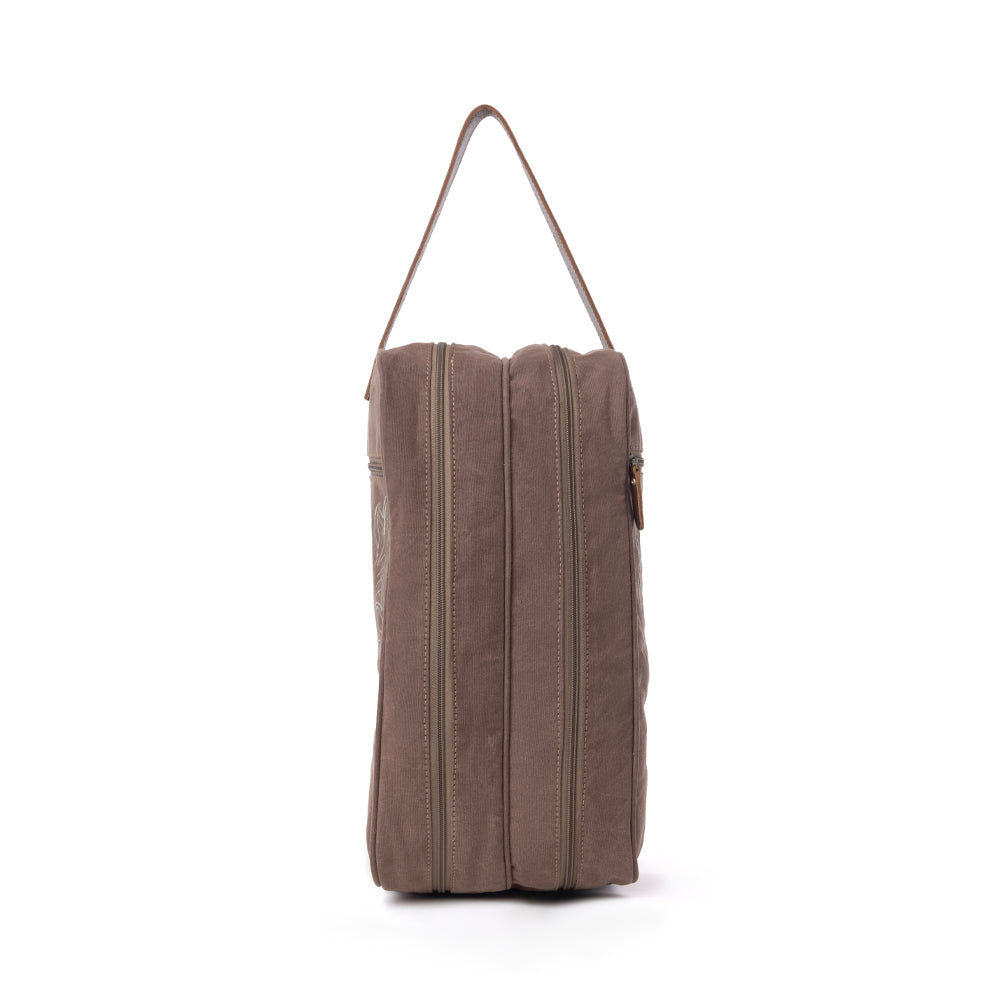 Sunstone Cotton & Leather Boot Bag in Sandy Taupe