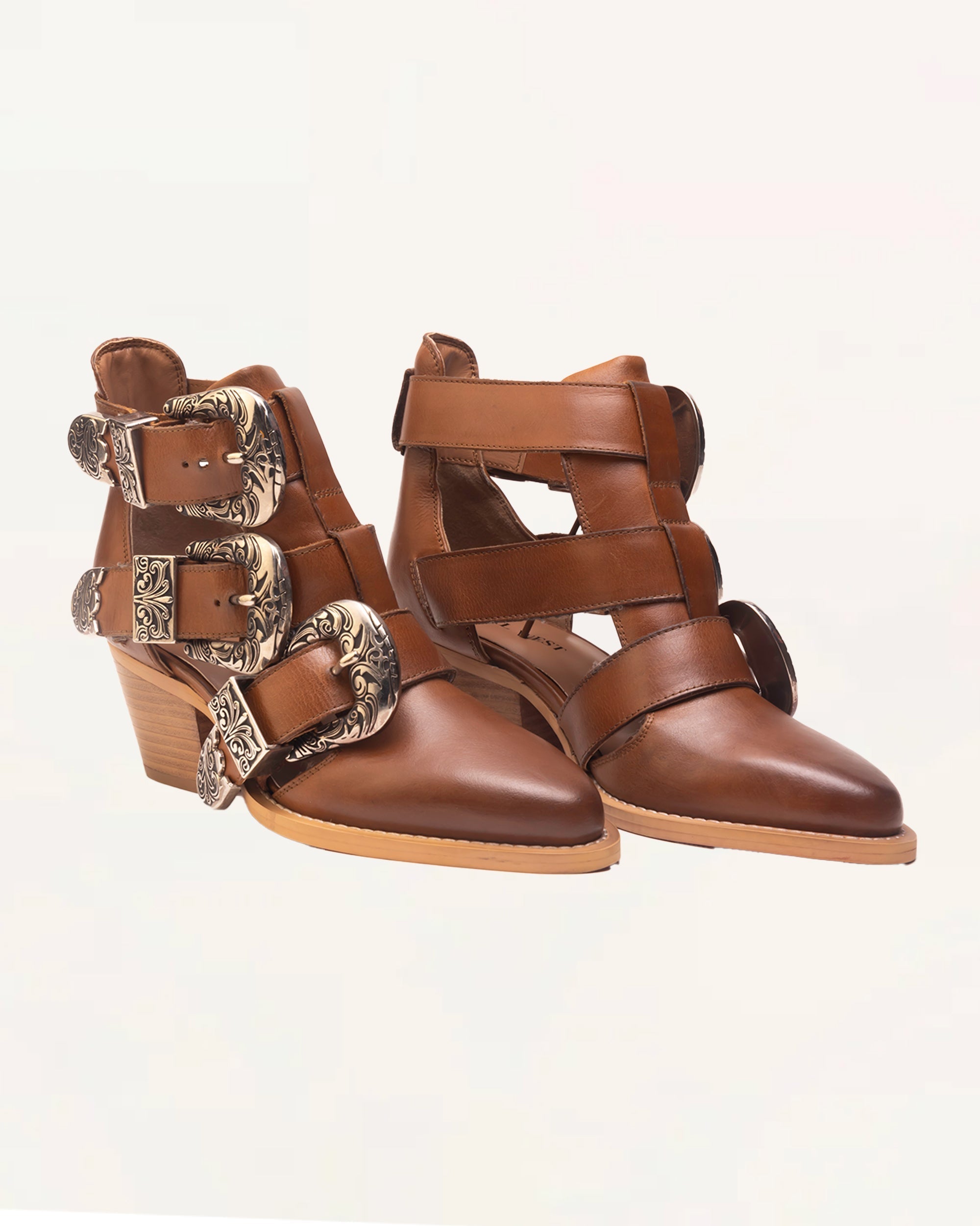 Rodeo Ankle Bootie In Calfskin - Bone & Saddle